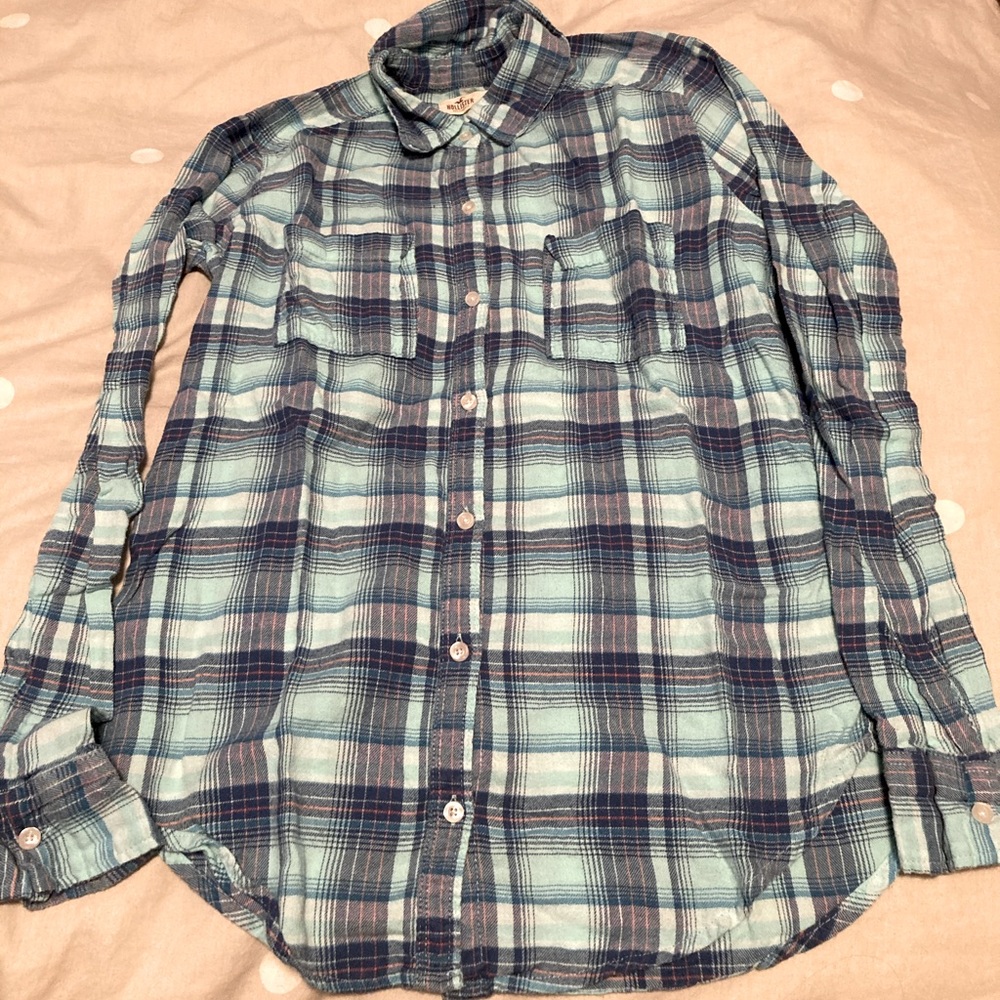 Hollister Blue Flannel Button Up Shirt